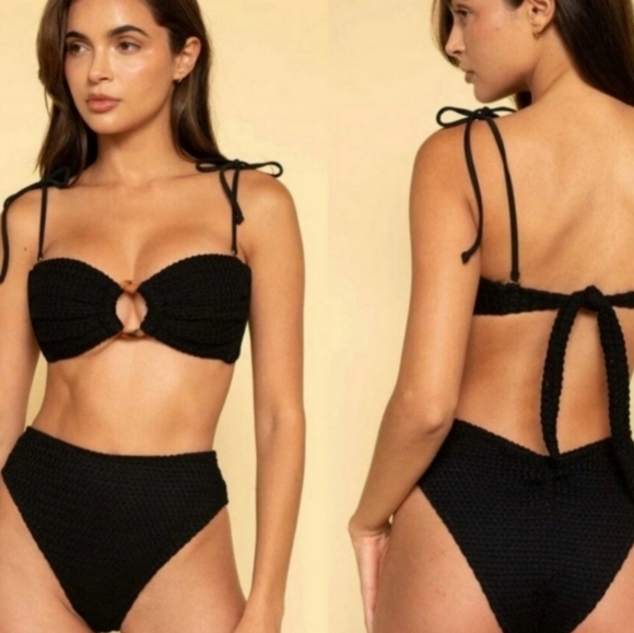 New!Montce Paula Ribbed High Waisted Scrunch Butt Bikini Bottom - Picture 1 of 11